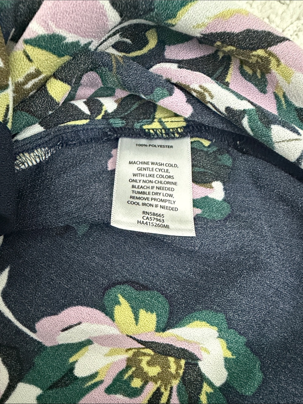 Halogen Navy Floral Button-Down Blouse - Picture 8 of 8